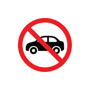 A circular red road sign indicating that all motor vehicles are prohibited from entering this specific area