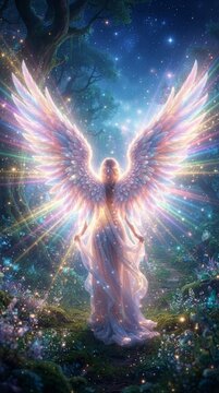 National be an angel day radiant being in magical forest with celestial heavenly guardian blessing serenity goodness