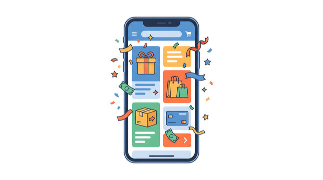 Mobile app interface for online shopping and delivery services.