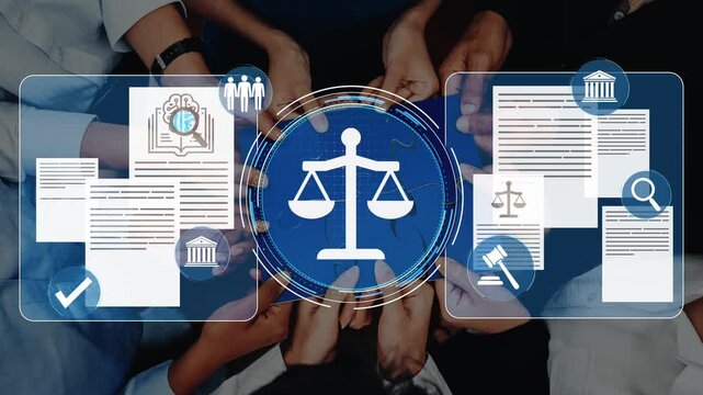 Collaborative Legal Concept with Scales of Justice and Document Icons in a Multicultural Team Setting for Law and Justice Themes. Entropy.