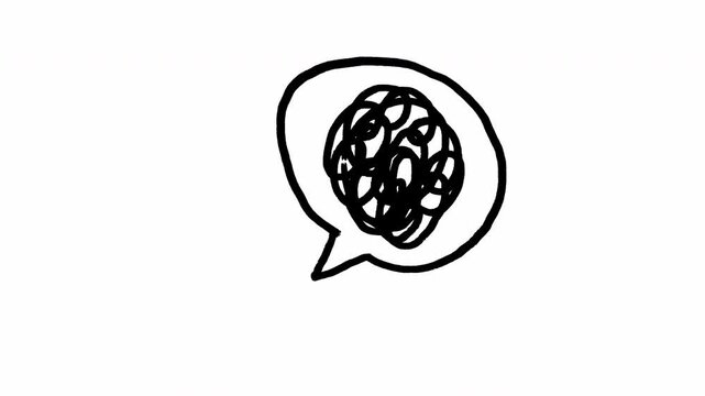 Minimalist Hand Drawn Scribble Animation in Speech Bubble Doodle Sketch Graphic Illustration Video 4K