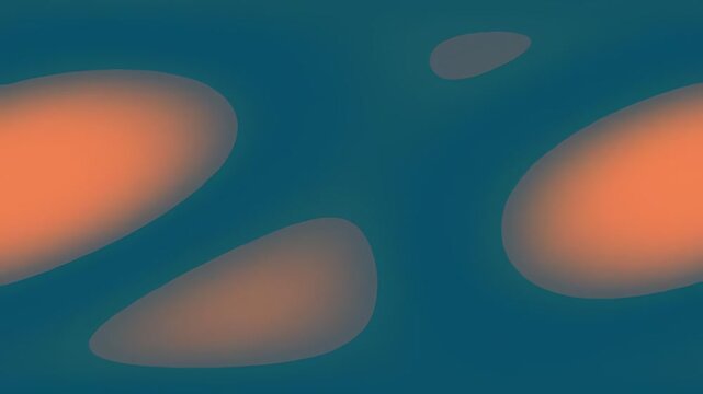 Abstract morphing blue blobs on vibrant orange background