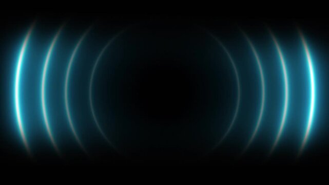 Neon circle radio wave icon background video. Technology radio station signal 4k animation