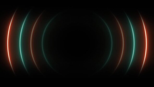 Abstract neon circle radio waves looping background. Abstract neon radio waves signal.Radio wave signal, radar concept.Radio waves seamless animation background video with alpha chanel.4k video
