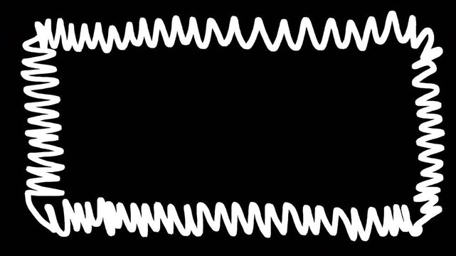 Hand-drawn white scribble rectangle frame animation for creative artistic video design projects Video 4K