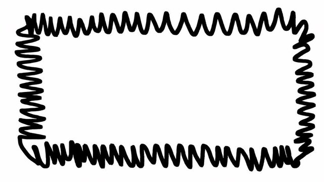 Abstract Artistic Hand Drawn Black Scribble Rectangular Border Frame Minimalist Motion Graphic Animation Video 4K
