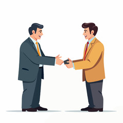 Fototapeta premium Two businessmen exchanging business cards during a meeting.
