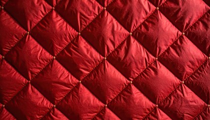 Obraz premium Closeup of Red Quilted Fabric with Diamond Pattern