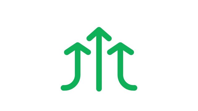 Three green arrows pointing upwards indicating growth and progress on a white background