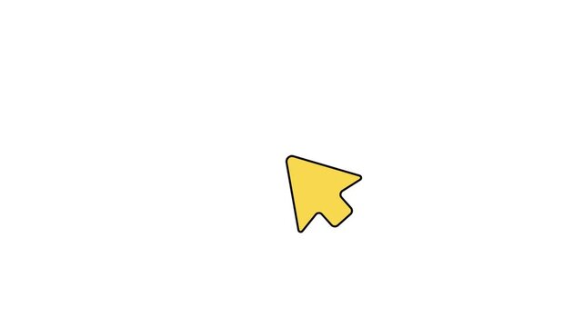Yellow mouse cursor arrow vector icon isolated on white background for web interface and technology design