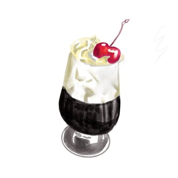 dessert with cherry 