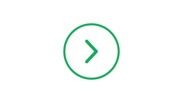 Vibrant green circular arrow icon for user interface navigation, indicating next, forward, or play actions on websites and mobile applications