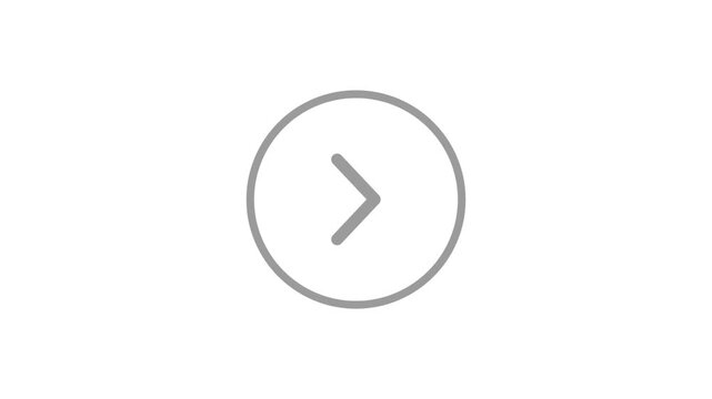 Minimalist grey right chevron arrow inside circle button icon vector illustration