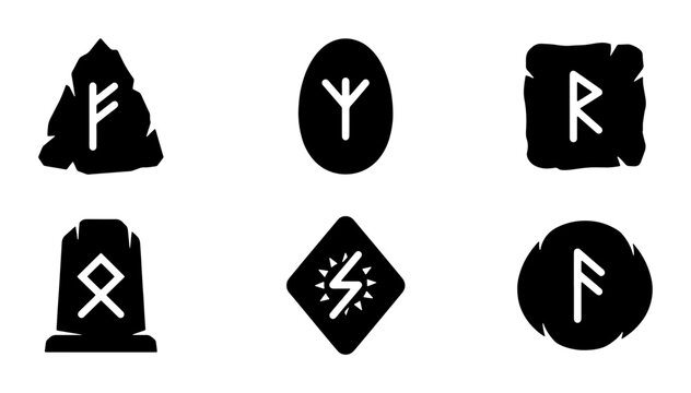 Ancient Runes, Norse Symbols, Viking Glyphs, Mystical Alphabet Icons