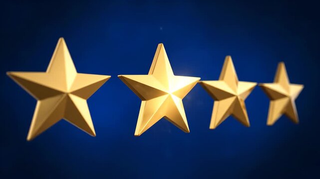 Golden three dimensional five pointed star material, golden star dynamic background