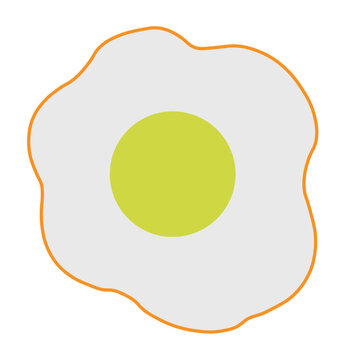 Minimalist fried egg vector illustration, simple sunny side up egg icon with yellow yolk, flat breakfast food graphic on white background