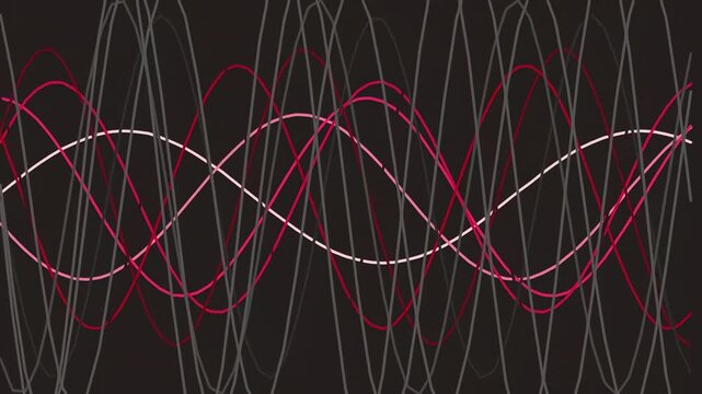 Abstract Digital Waveform Patterns Featuring Overlapping Sine Waves in Red and Grey Tones for Modern Technological Data Visualization Concepts
