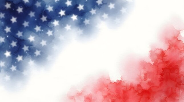 Abstract watercolor background with red white and blue colors inspired by the american flag design