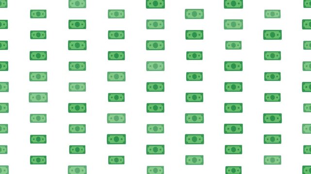 Seamless Pattern of Green Banknotes for Business and Finance Background