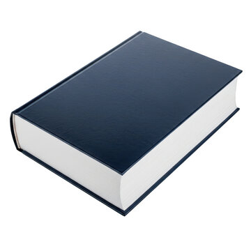 Dark navy hardcover book isolated on transparent background