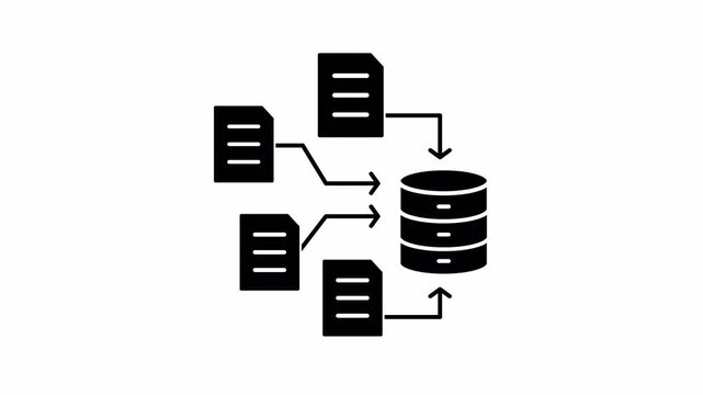 Data Merge glyph motion icon