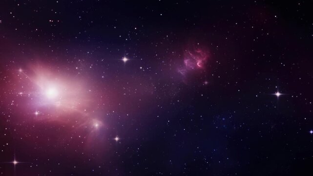 Cosmic Wonder: A vibrant nebula glows with brilliant pink and purple hues, set against a backdrop of countless stars, invoking a sense of awe and the vastness of the universe.