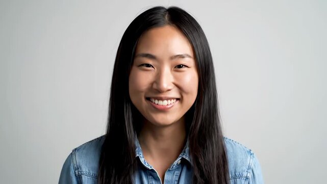 Close up material of a smiling woman with closed eyes, with a positive expression on the young woman