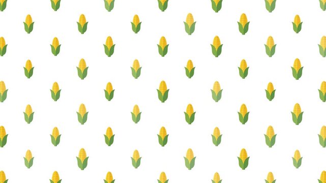 Vibrant yellow corn cob repeating pattern on a clean white background, ideal for cheerful designs