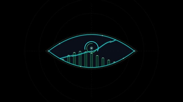 Futuristic Cyber Security Digital Eye HUD Interface with Data Chart Animation