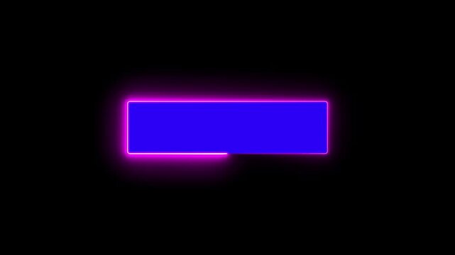 neon glowing border loop animation with rectangle frame lower third background loop video. neon glowing frame background for video overlays, 4K video with flickering effects.