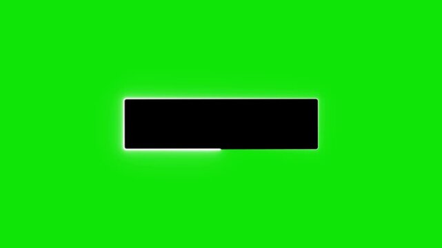 neon glowing border loop animation with rectangle frame lower third background green screen loop video. neon glowing frame background for video overlays, 4K video with flickering effects.