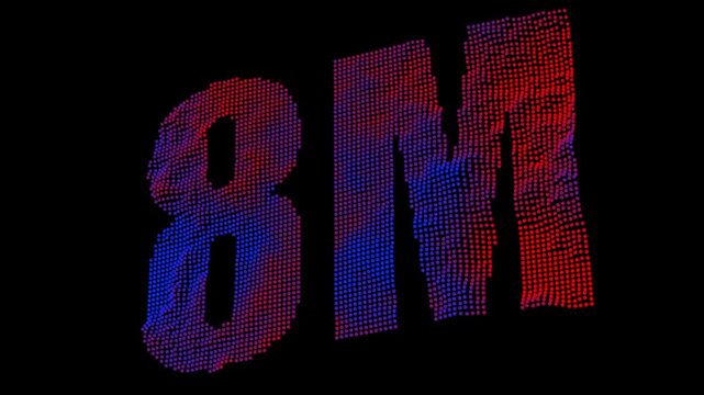 Abstract 8M Glowing Text Built from Digital Particles with Neon Technology Background 4K