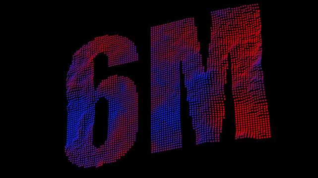 Abstract 6M Glowing Text Built from Digital Particles with Neon Technology Background 4K