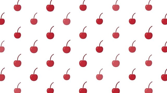 Seamless pattern featuring vibrant red cherries in a repeated design background