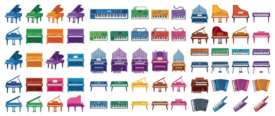 Collection of Colorful Musical Keyboard Instruments and Pianos © Sepeda