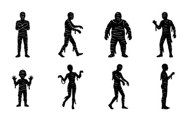 Obraz premium Mummy Vector Icons Set: Spooky Halloween Characters, Horror Figures, Undead Silhouettes
