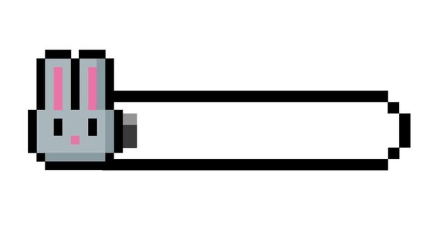 Charming pixel art rabbit progress bar graphic, an ideal asset for retro video games and 8-bit user interfaces, perfect for health meters or loading indicators