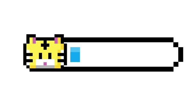 Vivid pixel art tiger character health bar illustration, a delightful retro video game user interface graphic element showing progress or life status