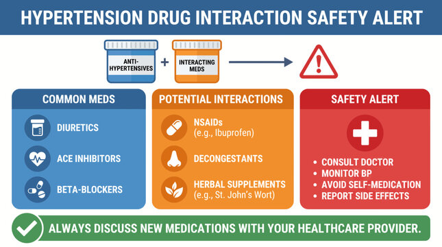 Hypertension Drug Interaction Safety Alert Medical Infographic