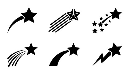 Shooting Star Icons, Vector Set: Celestial, Cosmic, Space, Astronomy, Celebration, Wishes © Dev