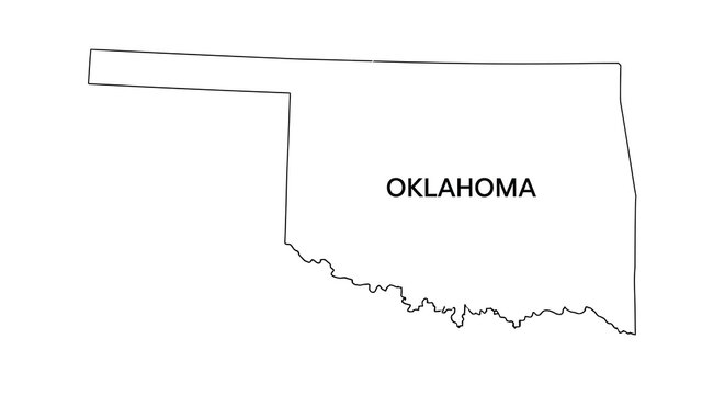 Oklahoma state outline black line on white background