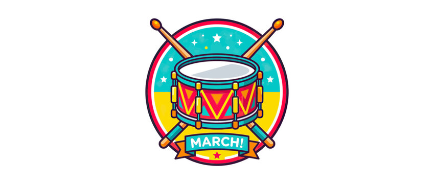 Drum and Sticks with Marching Banner