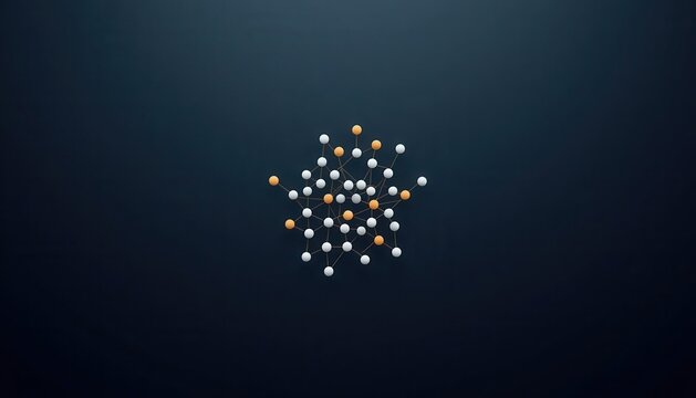 Cluster of small spheres with varying highlights creating abstract constellation effect on dark background abstract constellation background minimalist geometric connections particulate