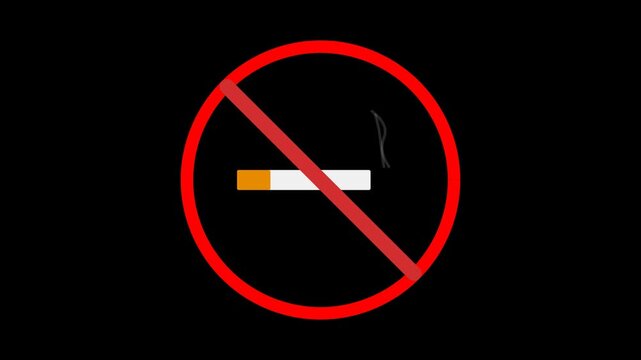 No Smoking Sign Graphic with Cigarette and Red Circle.