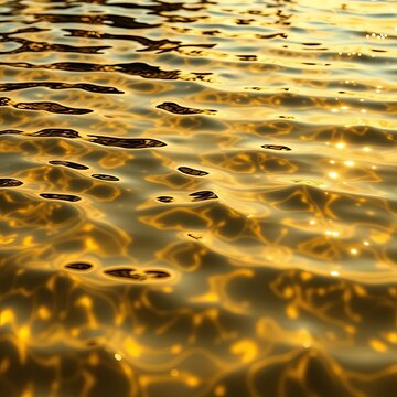 Golden scales shimmering on calm water surface, minimalist, japan