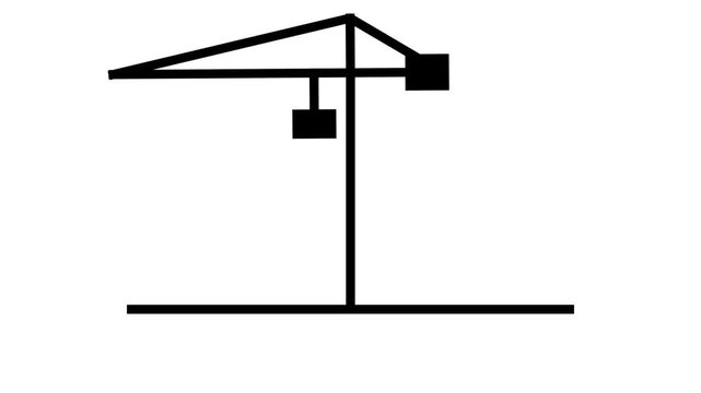 Simple Line Drawing of a Construction Crane on a White Background.