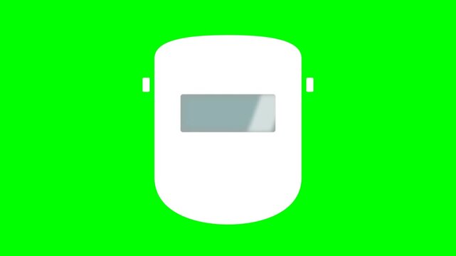 White Welding Mask on a Vibrant Green Screen Background.