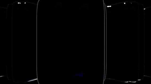 Abstract black background with vertical light lines and reflections, minimalist design