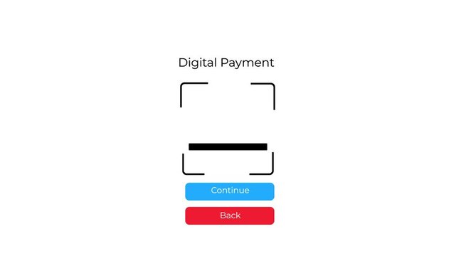 digital payment confirmation with scan animation and thank you success message.