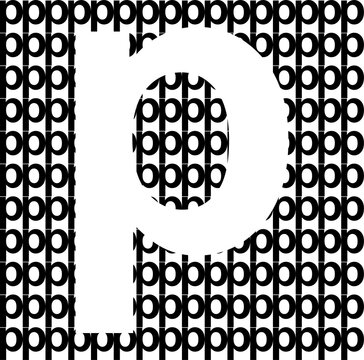 Abstract Letter P Typography Pattern with Bold Monochrome Design